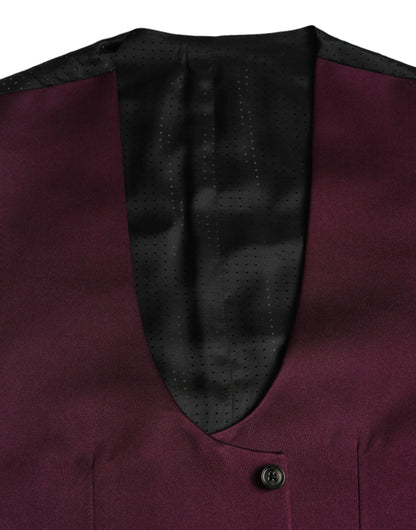 Dolce & Gabbana Maroon Satin Silk Waistcoat Dress Formal Vest