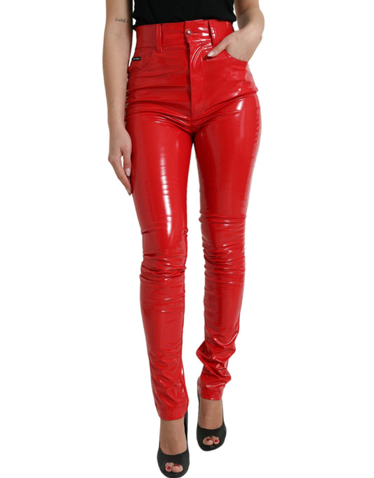 Dolce & Gabbana High Waist Red Skinny Pants - Sleek and Chic