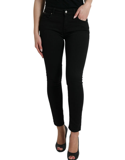 Dolce & Gabbana Elegant Black Mid-Waist Stretch Jeans