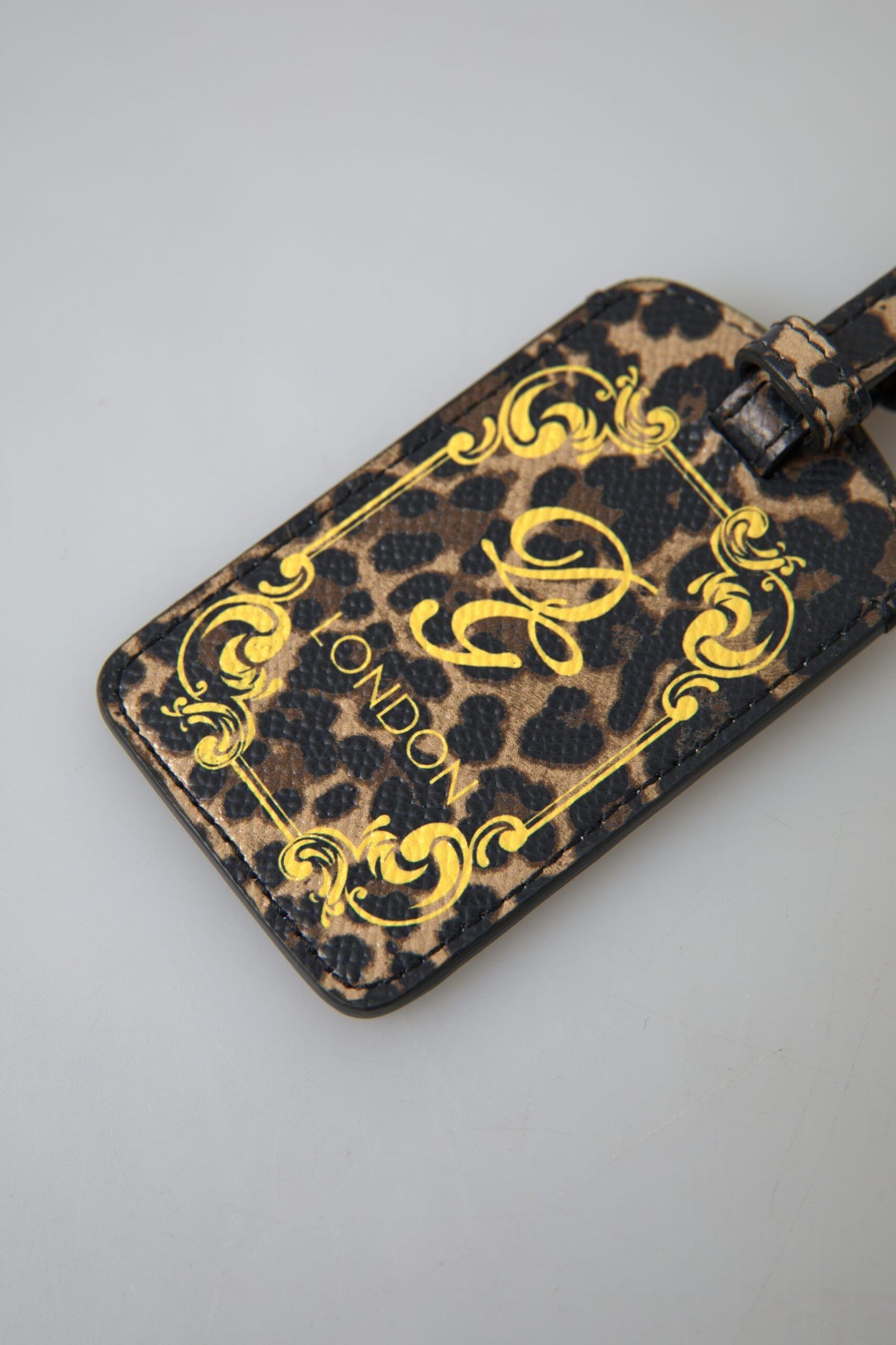 Dolce & Gabbana Elegant Leopard Leather Luggage Tag