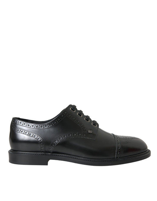 Dolce & Gabbana Black Leather Oxford Wingtip Derby Shoes