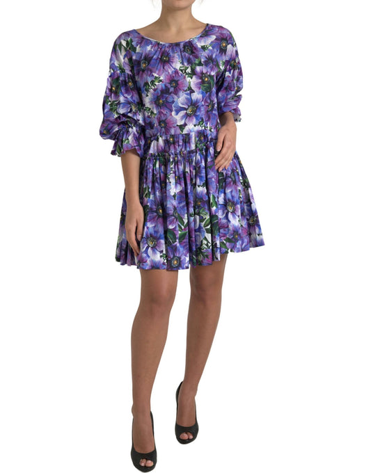 Dolce & Gabbana Floral A-Line Knee Length Cotton Dress