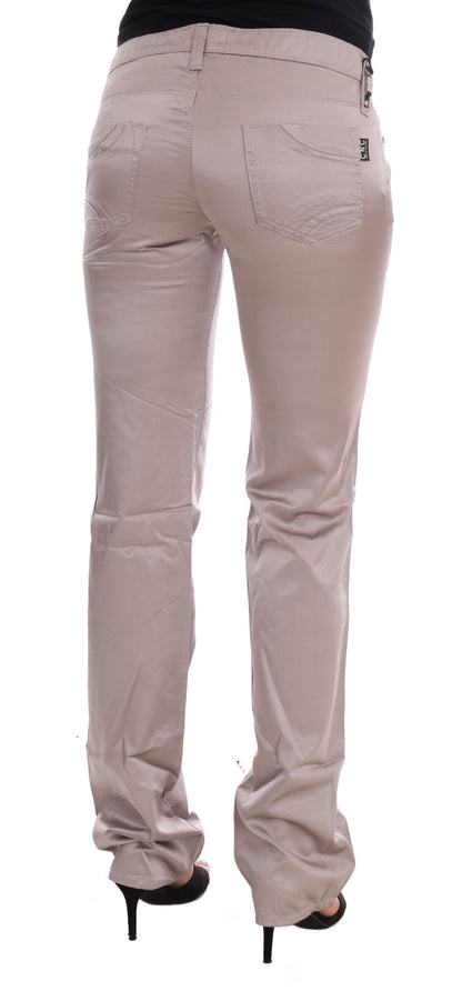 Chic Beige Slim Fit Designer Jeans