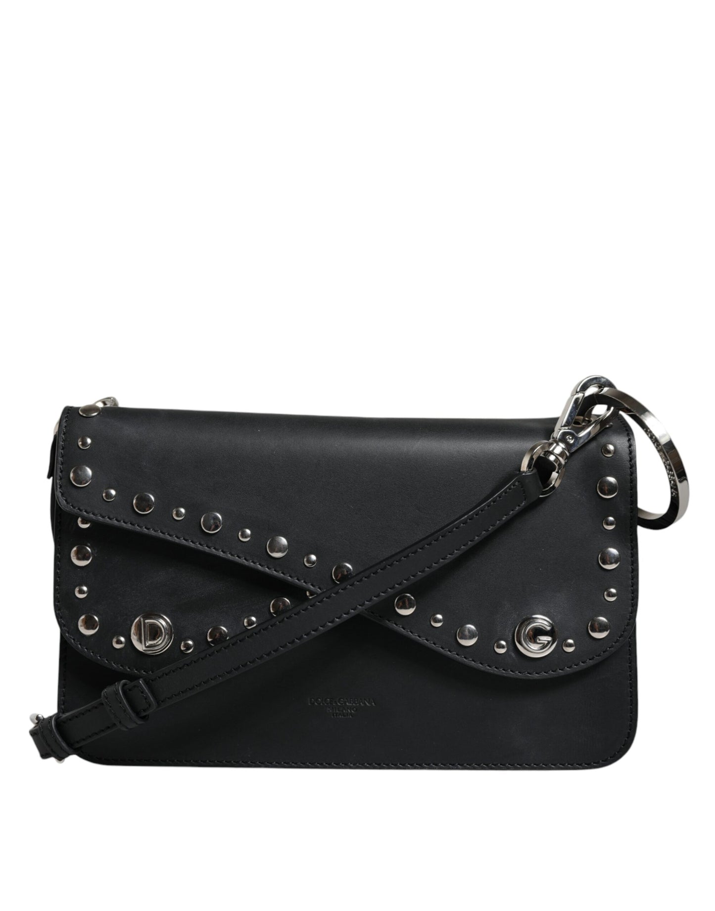 Black Small Leather Studded Shoulder Crossbody Bag