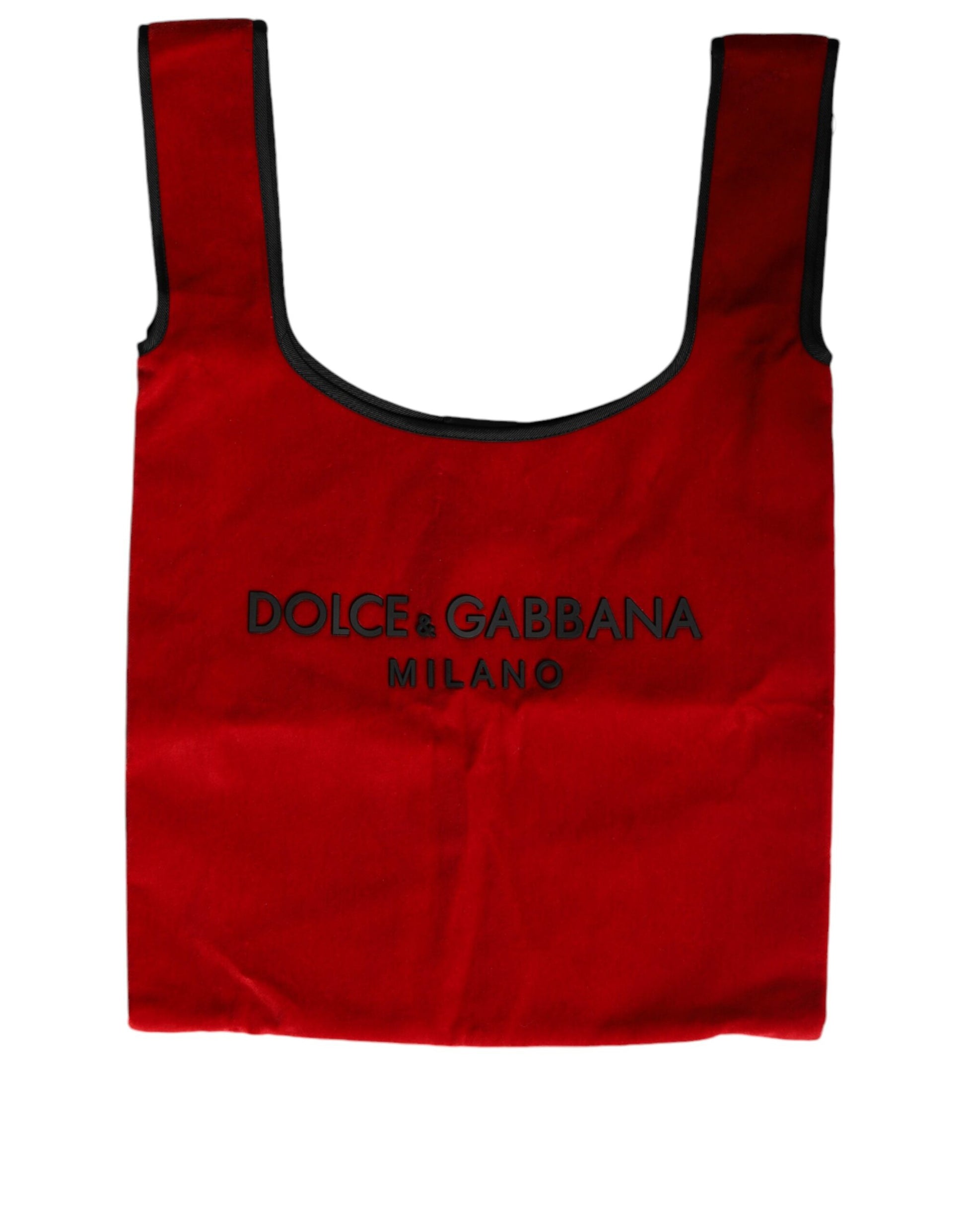 Red Cotton Velvet Logo Shopping Tote MARKET Bag