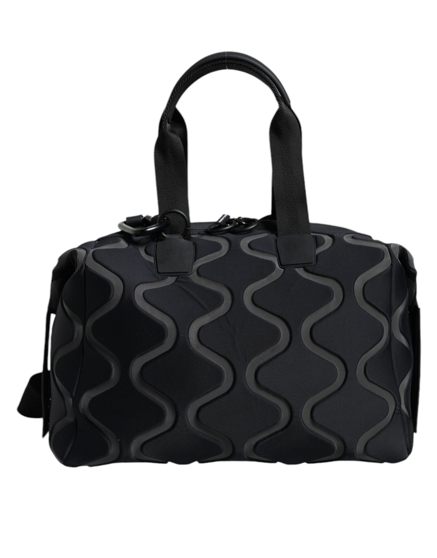 Black Neoprene Logo Sport Gym Duffel Shoulder Bag