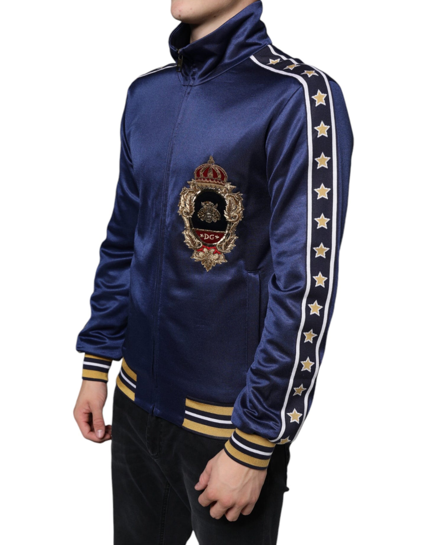 Blue Heraldic Patch Stripe King Bee Sweater