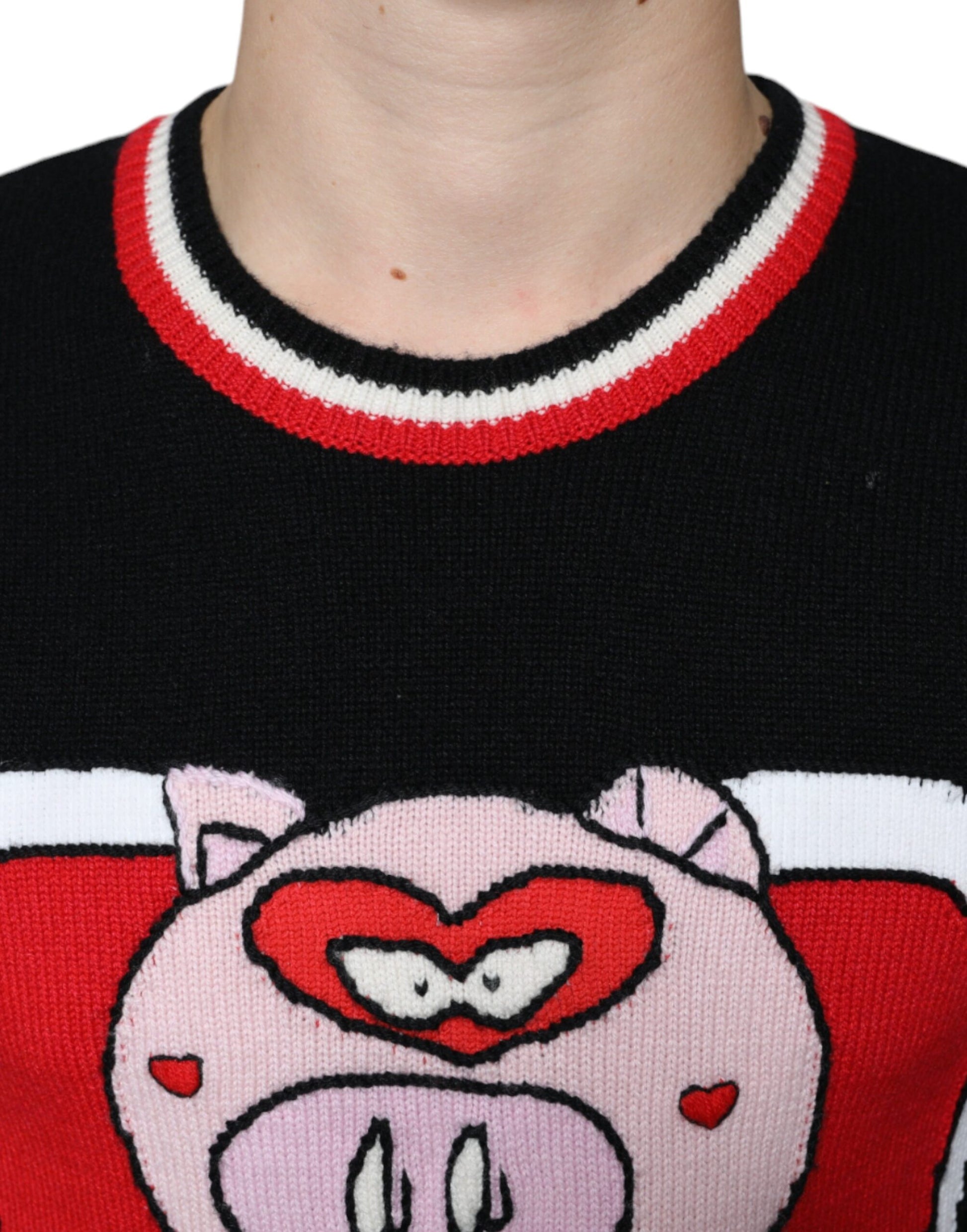 Black Cashmere Pig of the Year Pullover Sweater