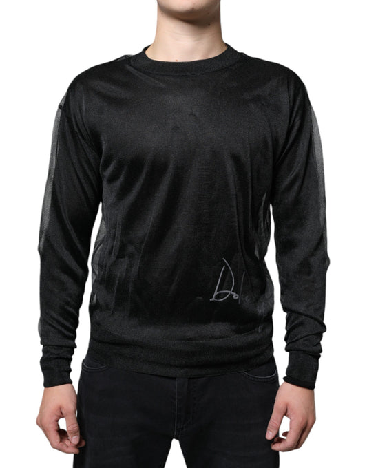 Black Polyester Pullover Sweatshirt Sweater