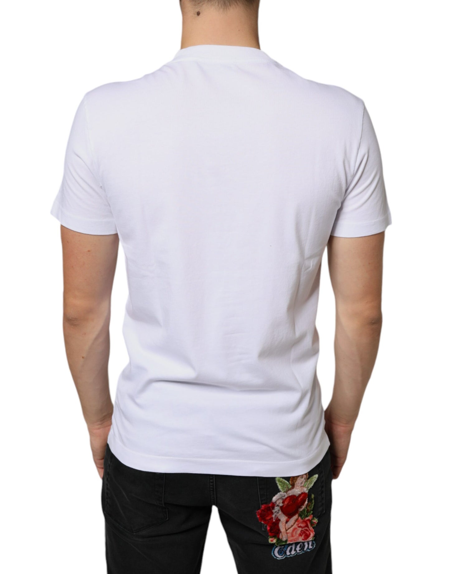 White Cotton DG Applique Casual T-shirt