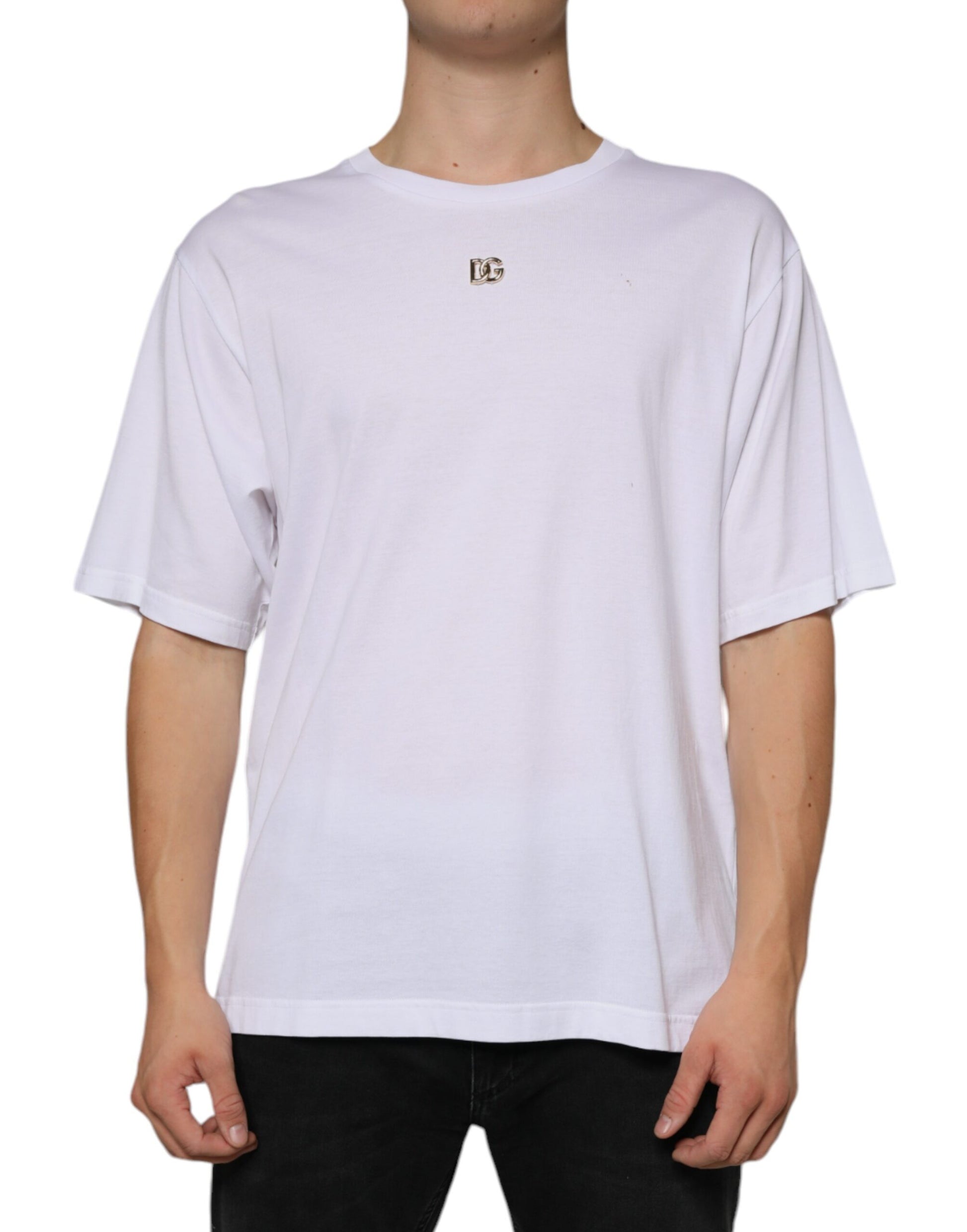 White Metal DG Logo Cotton Short Sleeves T-shirt