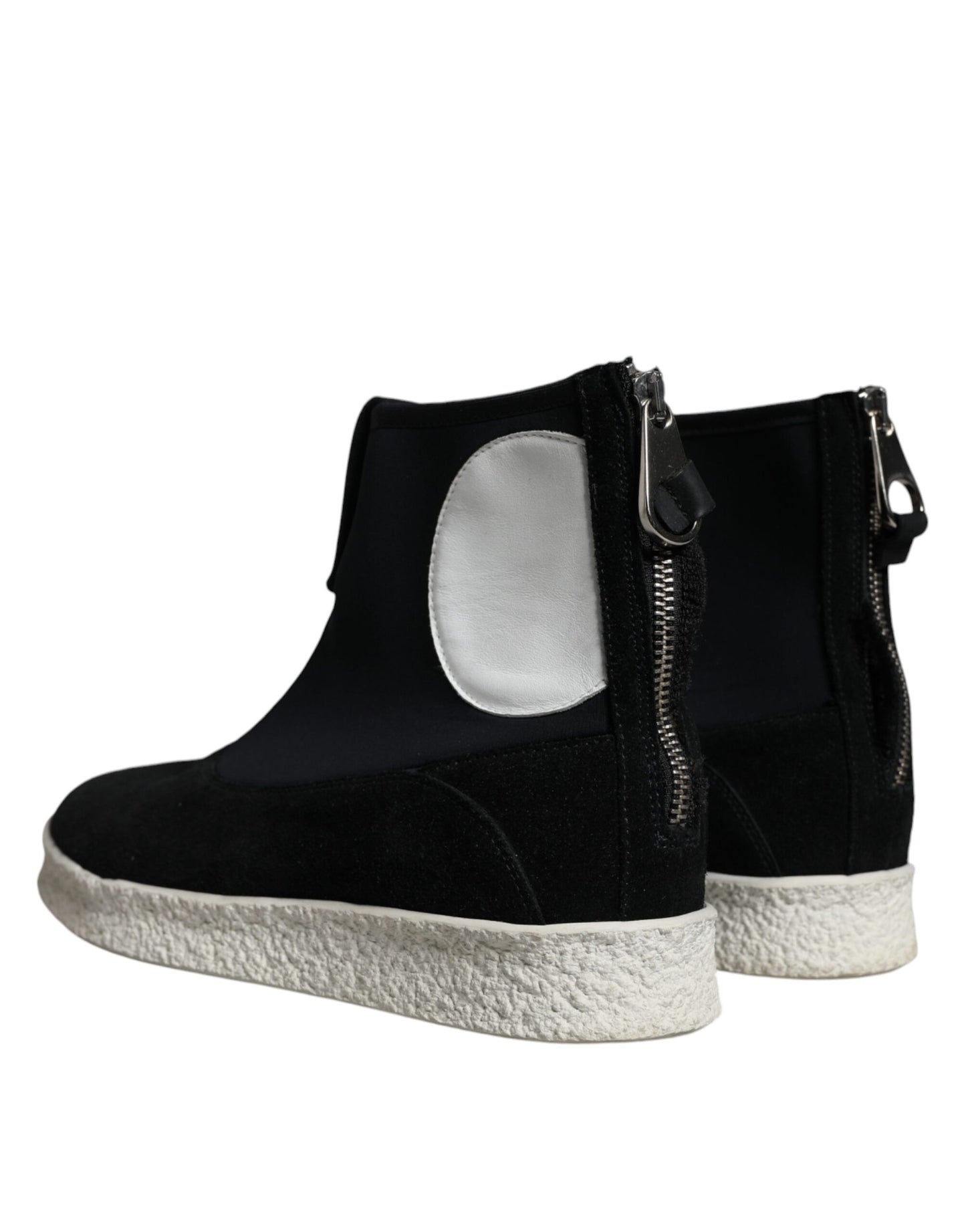 Black White Neoprene Takeshi Mid Calf Boots Shoes