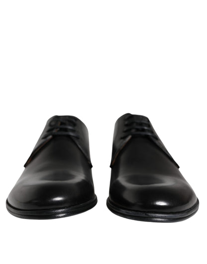 Black Leather Derby Formal Dress Shoes