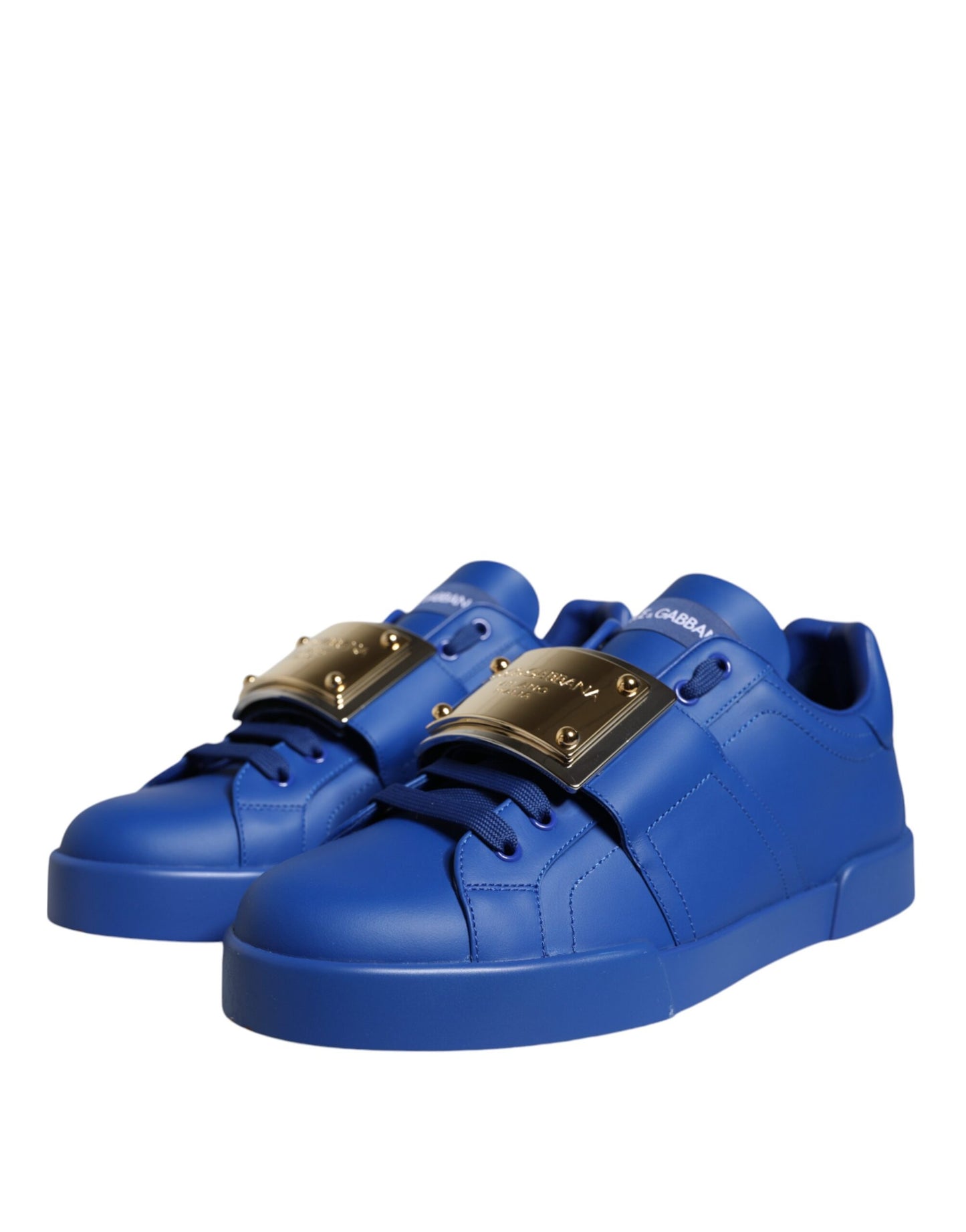 Blue Leather Low Top Portofino Sneakers Shoes