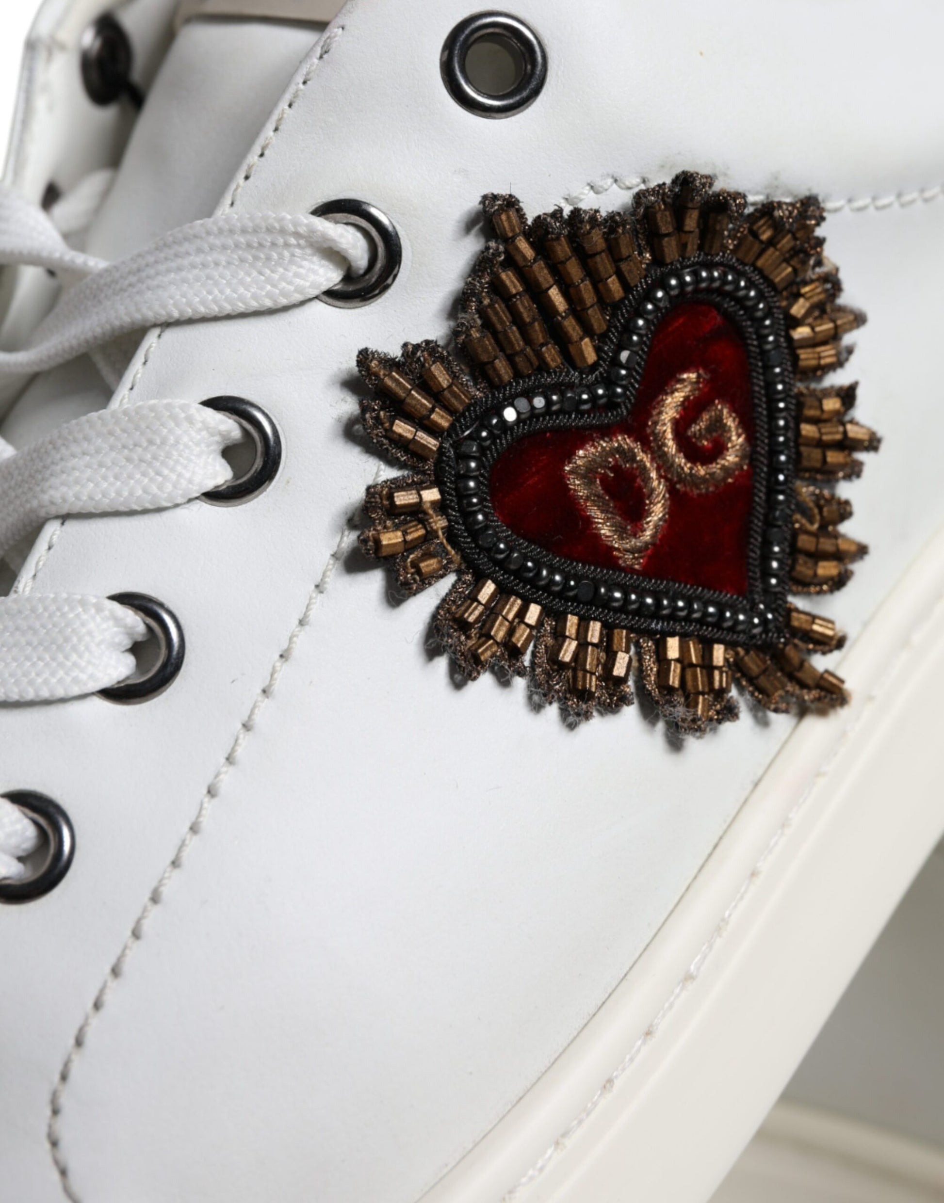 White Leather Heart Low Top Casual Sneakers Shoes