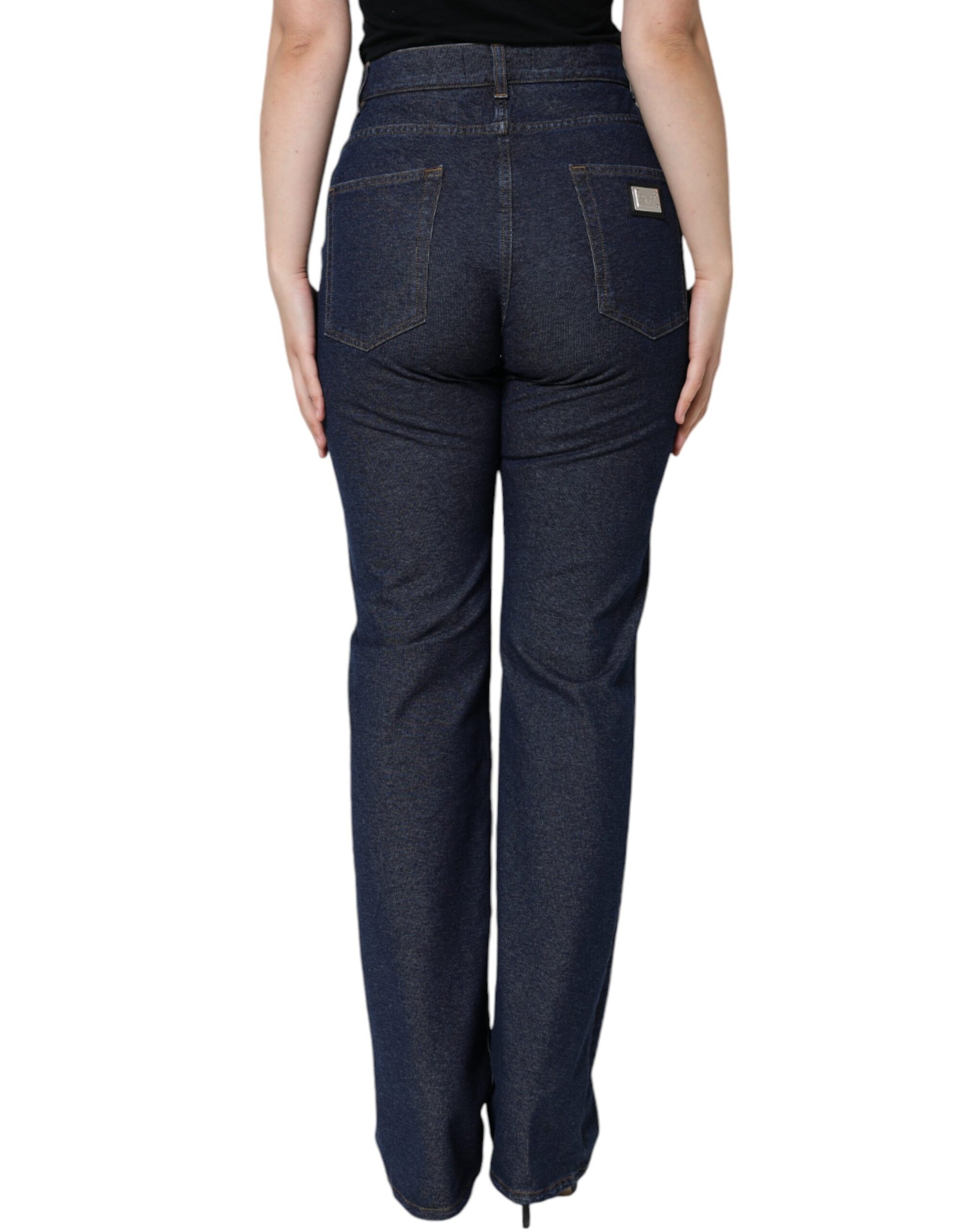 Dark Blue Cotton Stretch Straight Denim Jeans