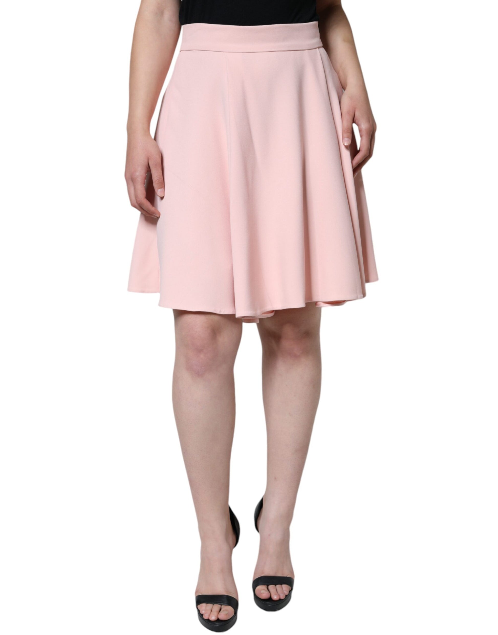 Pink Viscose High Waist A-line Mini Skirt