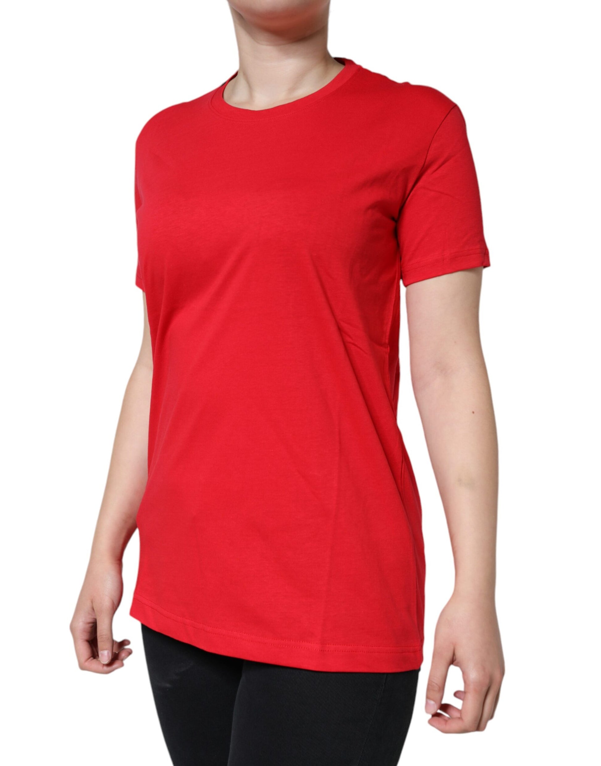 Red Cotton Crew Neck Short Sleeve Tee T-shirt