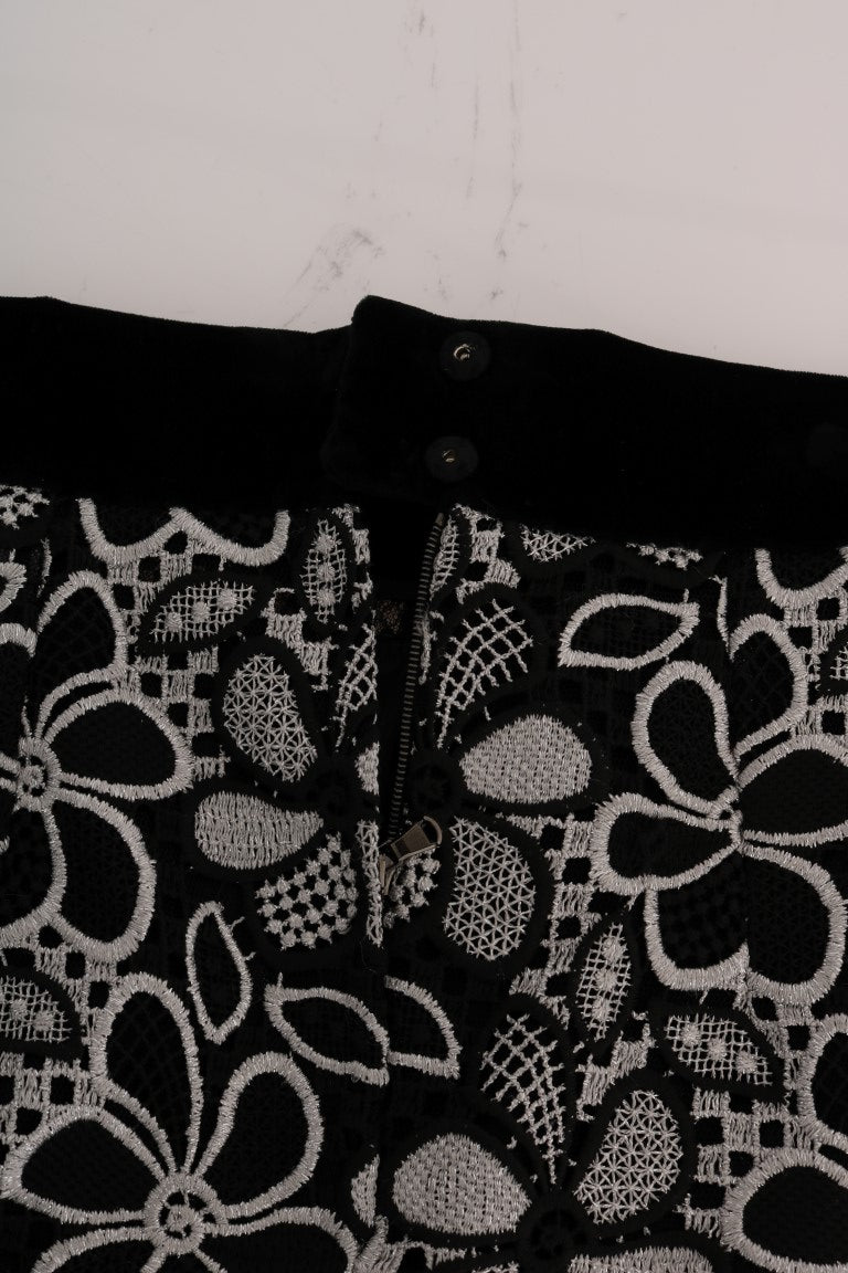 Dolce & Gabbana Elegant Lace Mini Skirt with Crystal Details