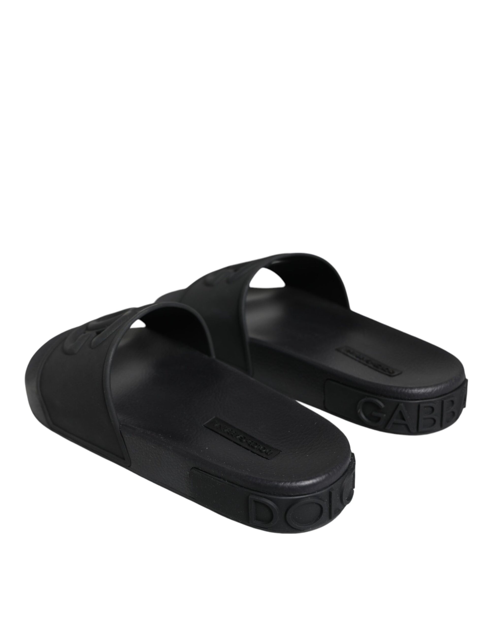 Black Rubber Slides Sandals Beachwear Shoes