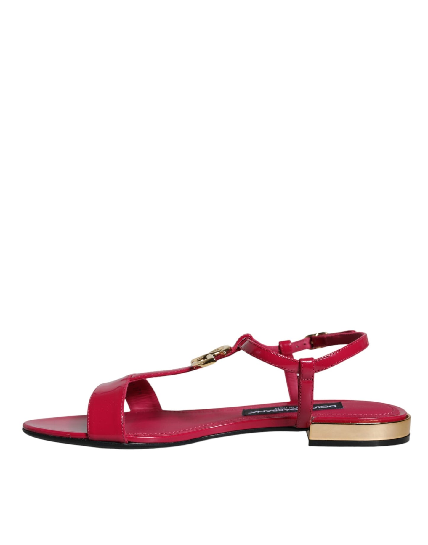 Red Leather Logo Ankle Strap Flats Sandals Shoes