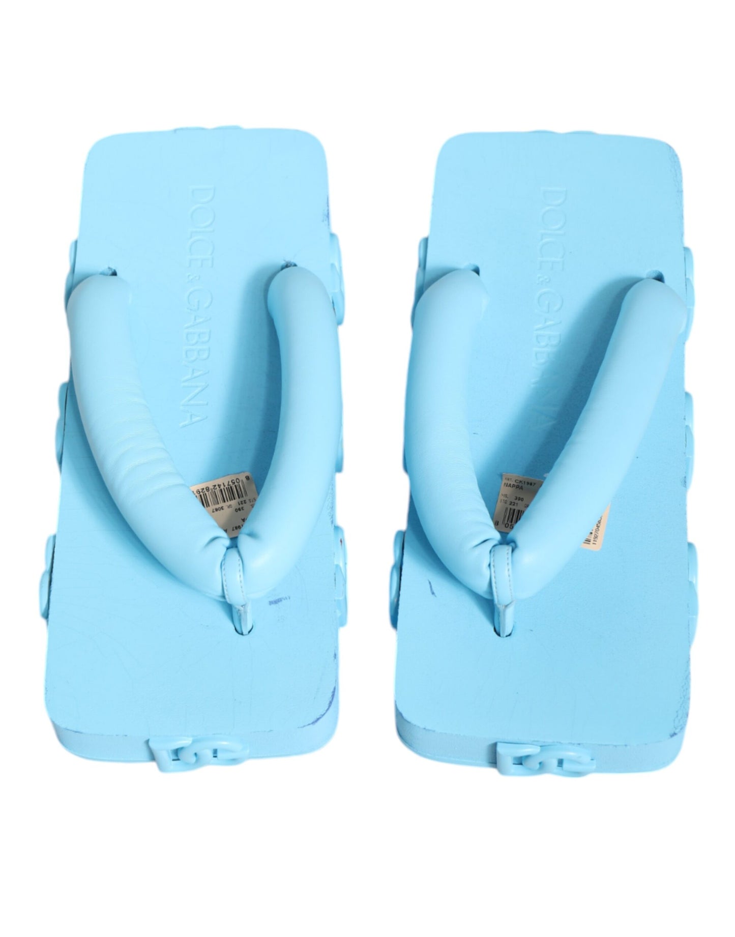 Light Blue Rubber Slides Flats Sandals Shoes