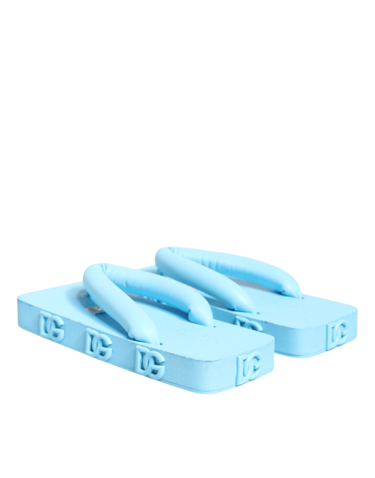 Light Blue Rubber Slides Flats Sandals Shoes