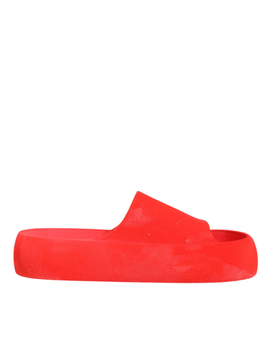 Red Rubber Slides Sandals Beachwear Shoes