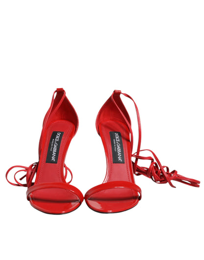 Red Leather Keira High Heels Sandals Shoes