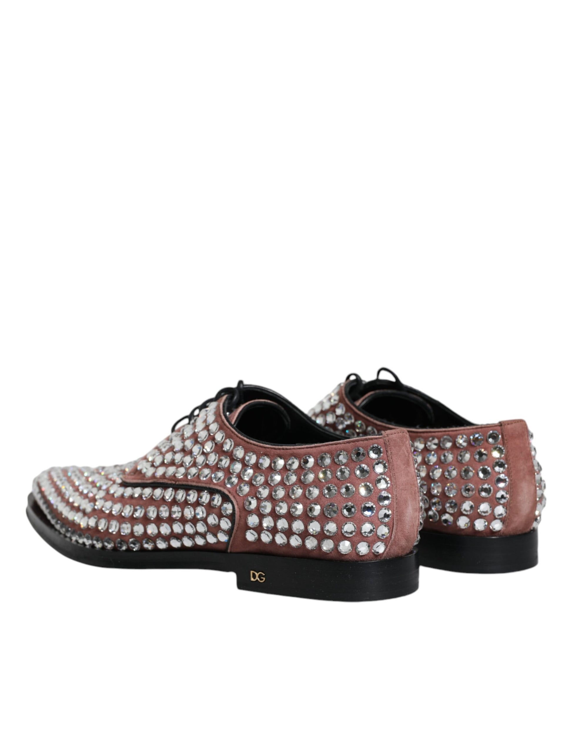 Brown Strass Embellished Derby Dress Shoes