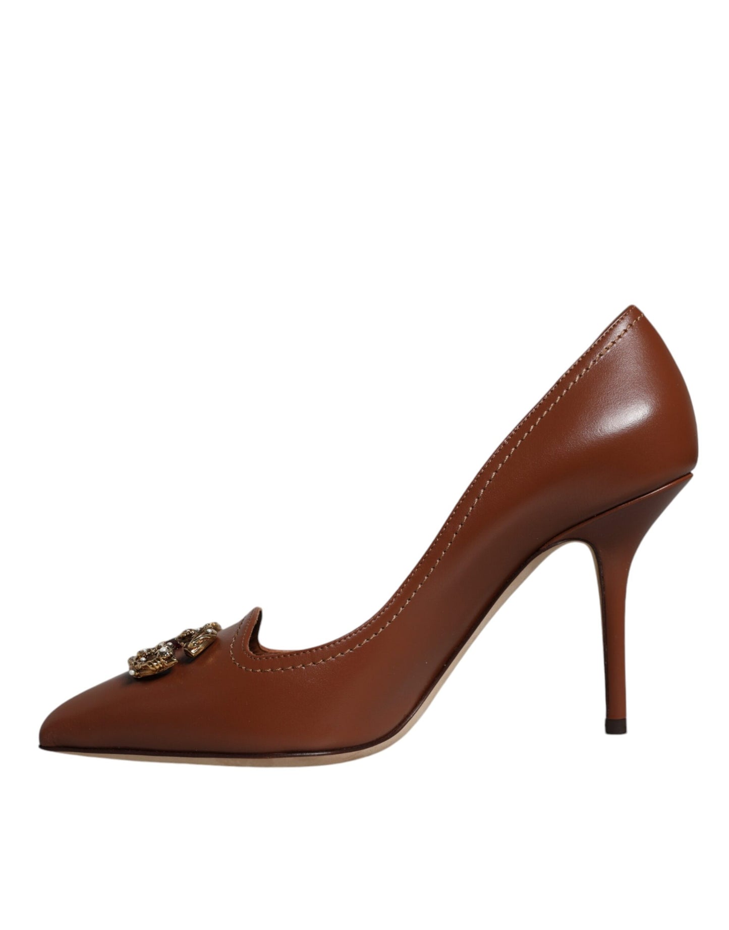 Brown Amore Calf Leather Heels Pumps Shoes