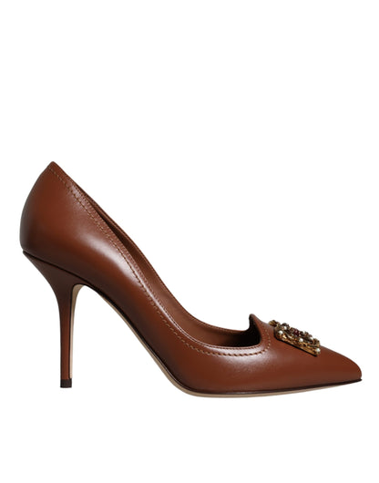 Brown Amore Calf Leather Heels Pumps Shoes