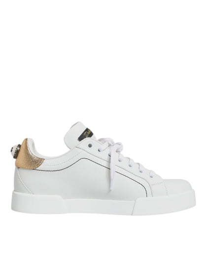 White Leather Portofino Low Top Sneaker Shoes