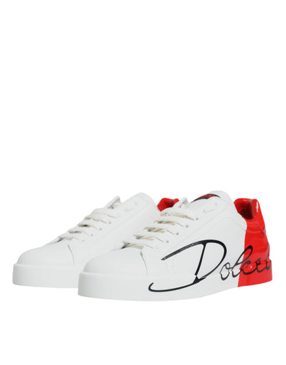 White Red Portofino Low Top Sneakers Shoes