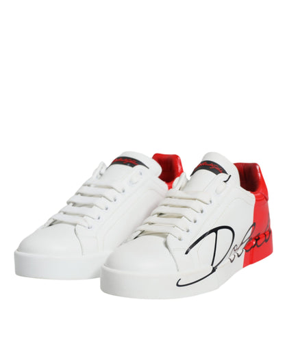 White Red Portofino Low Top Sneakers Shoes