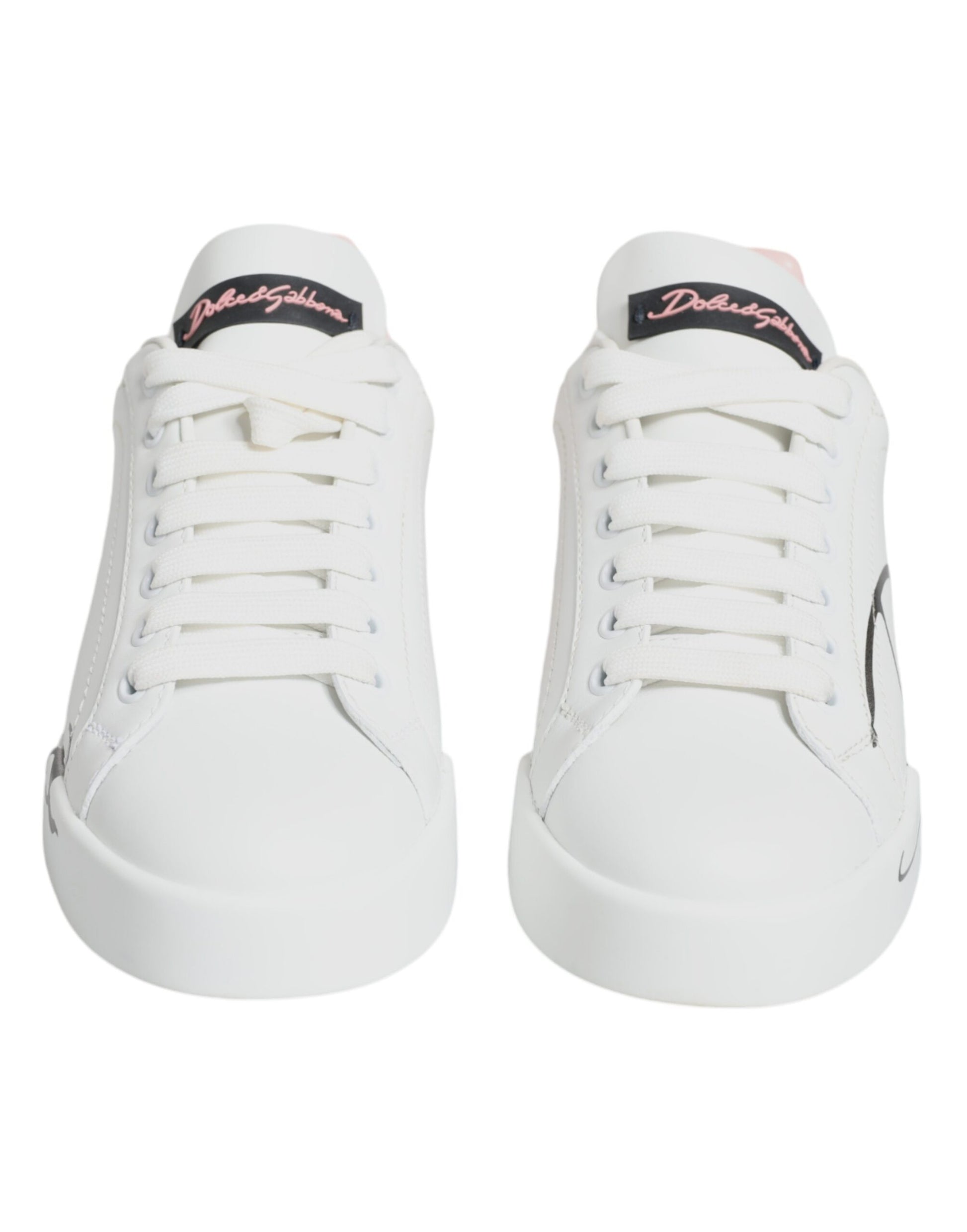 White Pink Portofino Low Top Sneakers Shoes