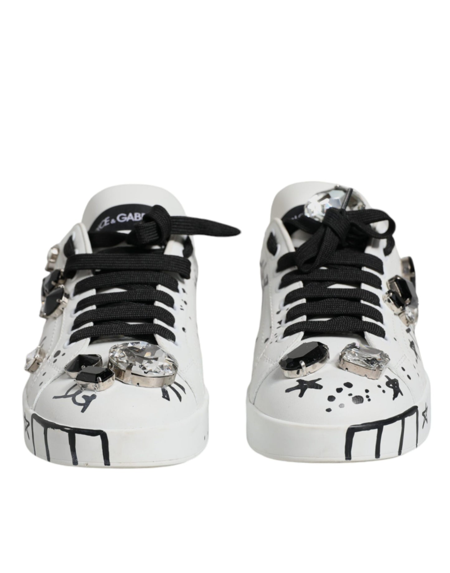 White Crystal Portofino Low Top Sneaker Shoes