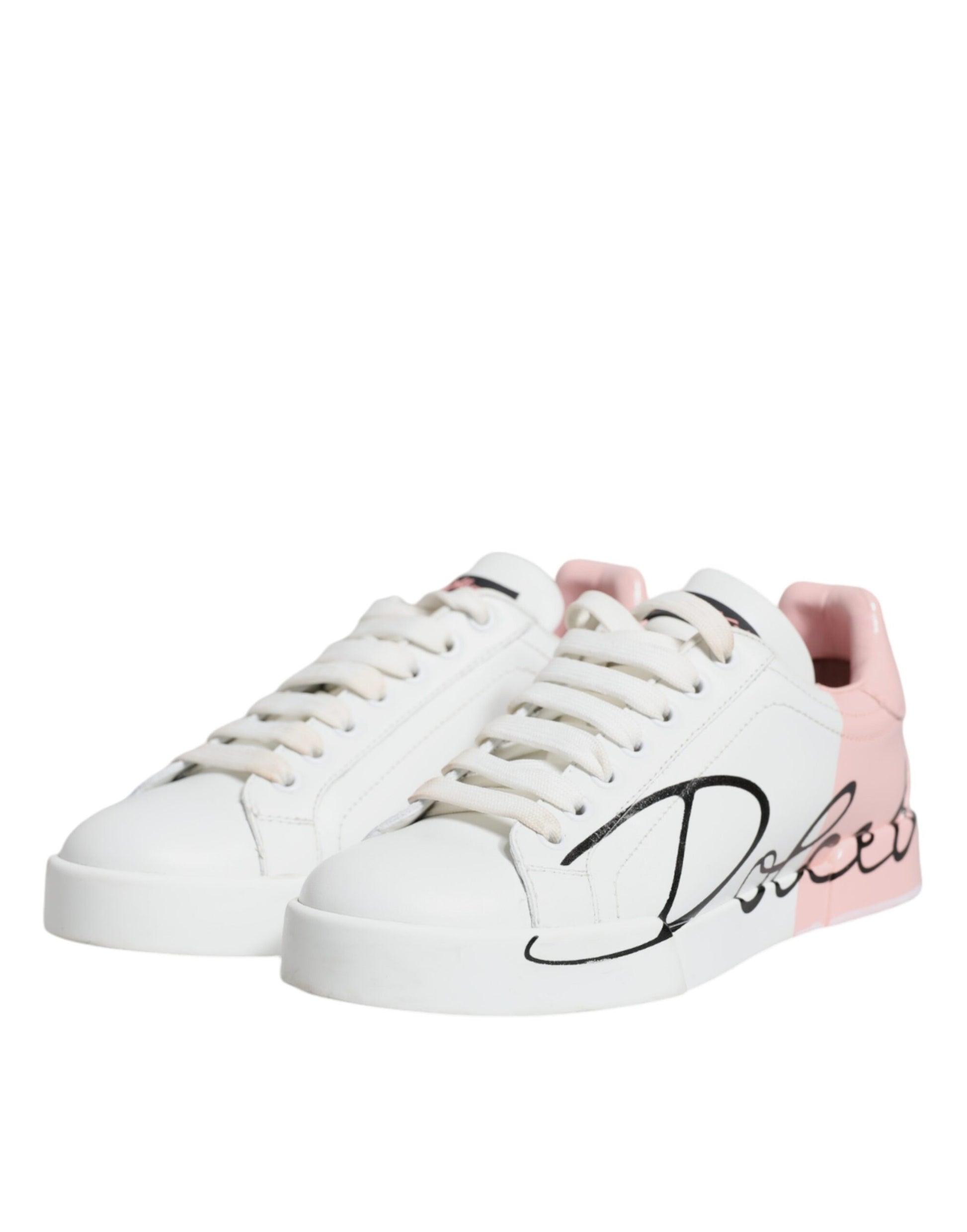 White Pink Portofino Low Top Sneakers Shoes