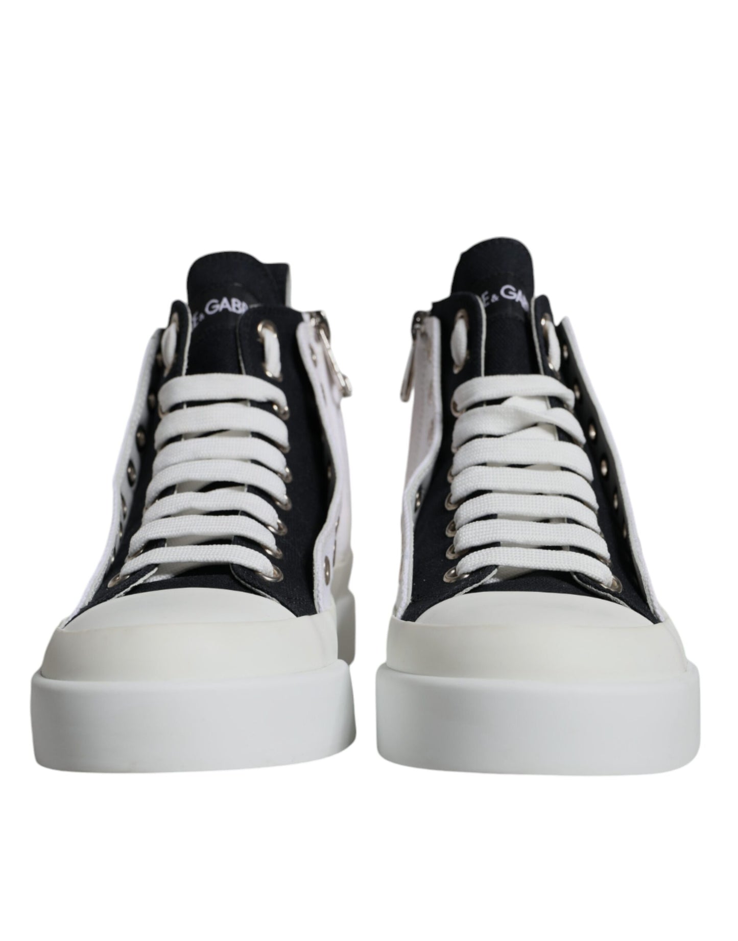 White Black Canvas Logo Mid Top Sneakers Shoes