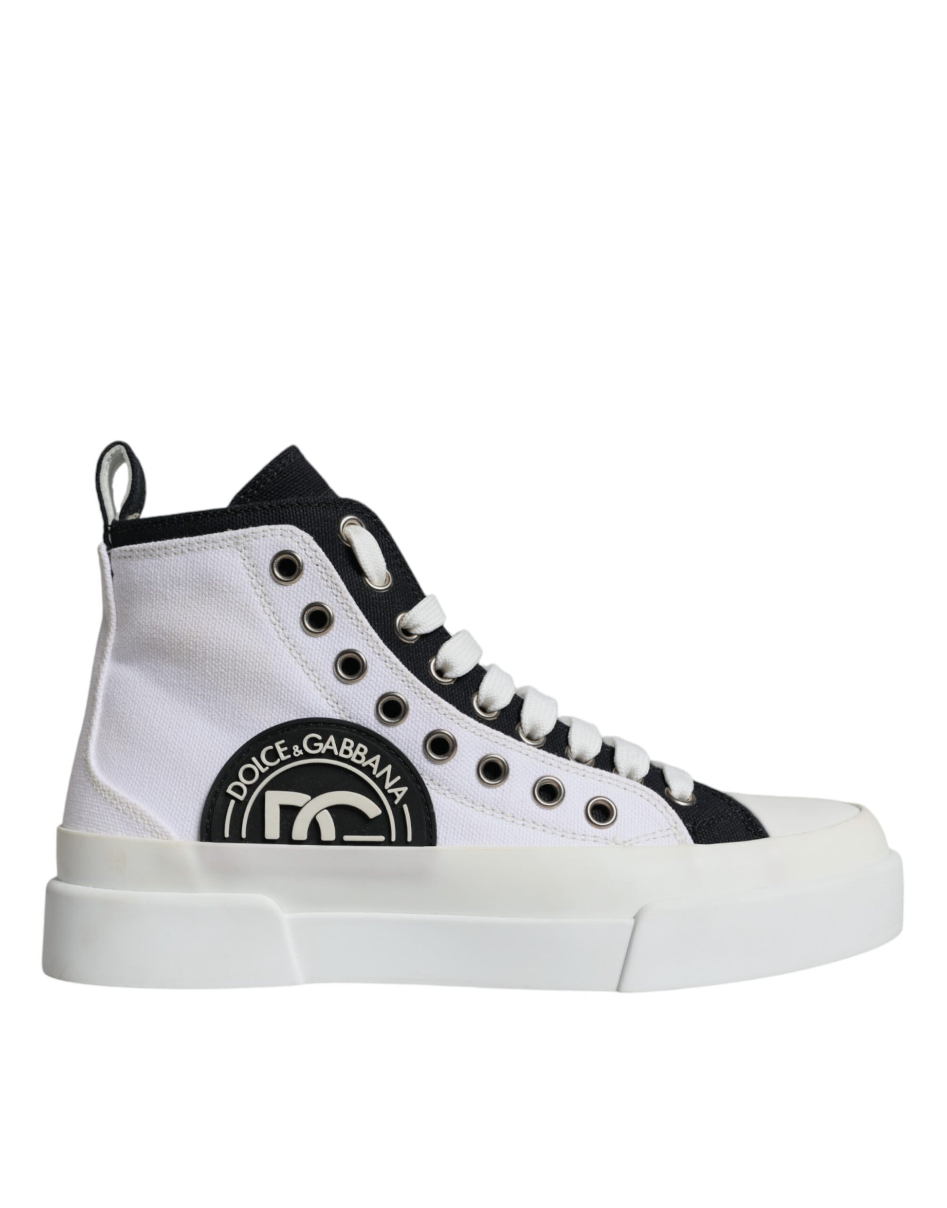 White Black Canvas Logo Mid Top Sneakers Shoes