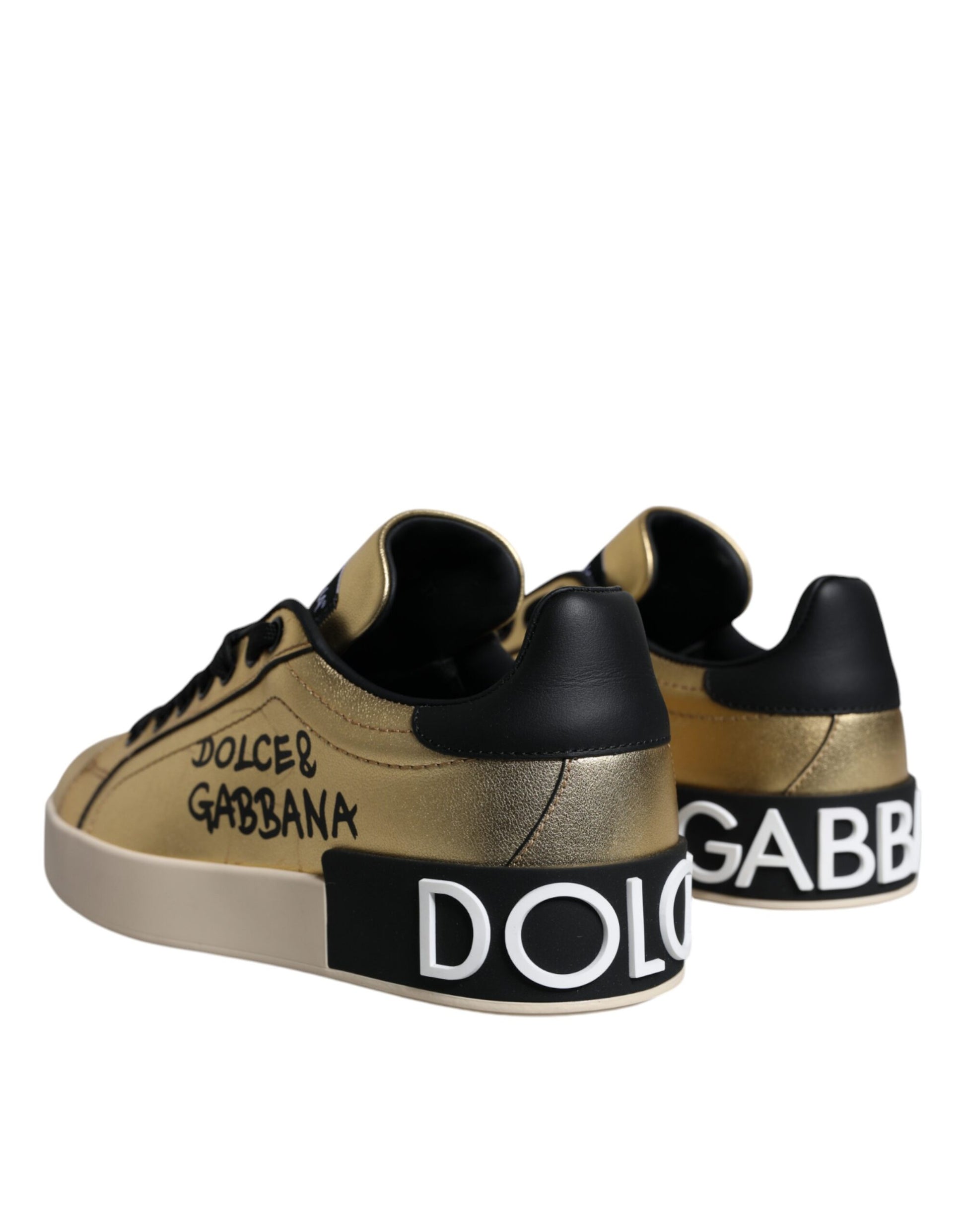 Gold Portofino Calf Leather Sneakers Shoes