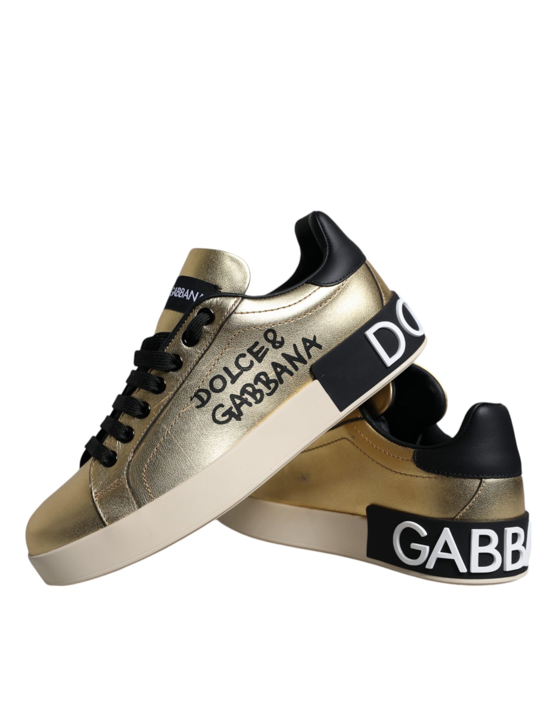 Gold Portofino Calf Leather Sneakers Shoes