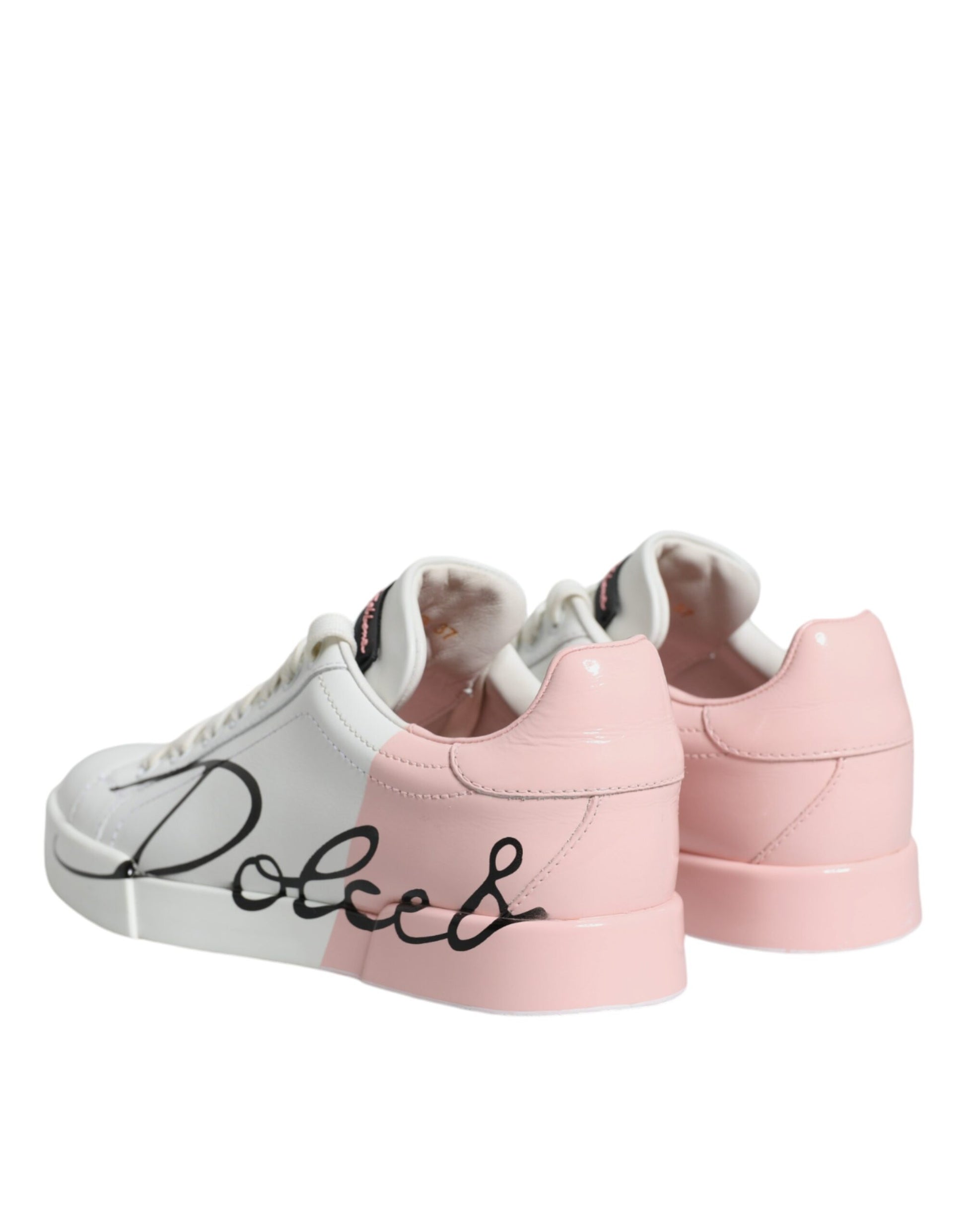 White Pink Portofino Low Top Sneakers Shoes