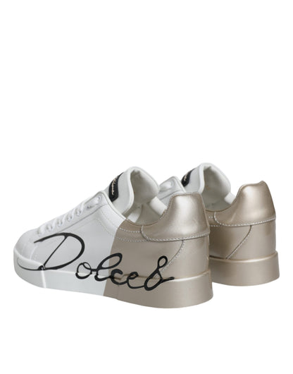 White Gold Portofino Low Top Sneakers Shoes