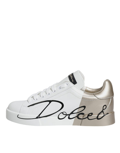 White Gold Portofino Low Top Sneakers Shoes