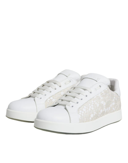 White Lace Portofino Low Top Sneakers Shoes