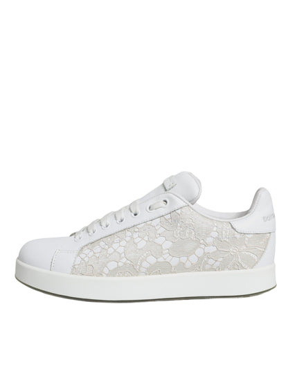 White Lace Portofino Low Top Sneakers Shoes