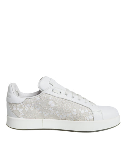 White Lace Portofino Low Top Sneakers Shoes