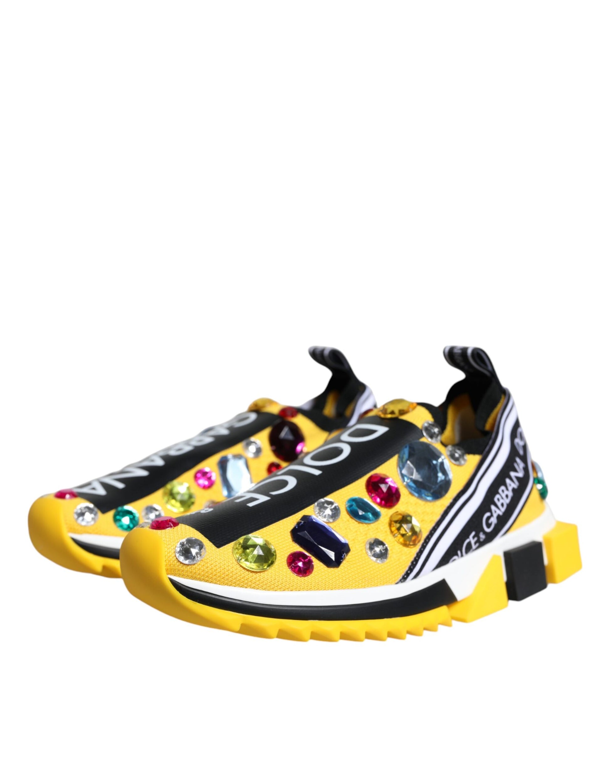 Yellow Sorrento Crystals Low Top Sneakers Shoes