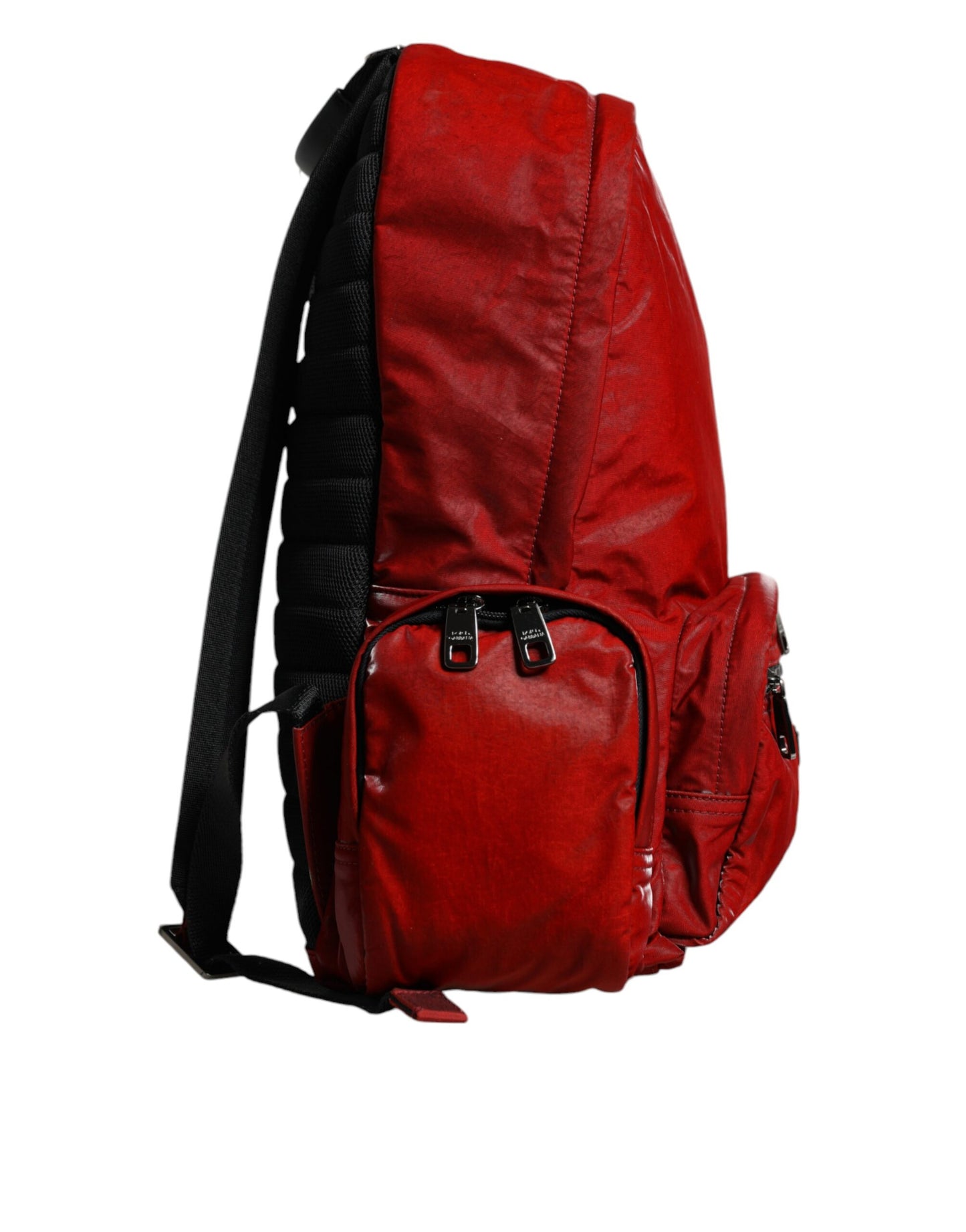 Red Patent Leather Logo Plaque Backpack Bag